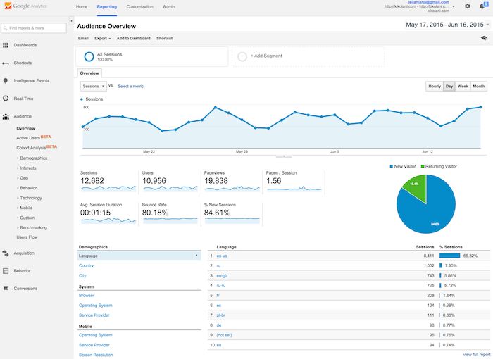 Example of Google Analytics on a Lawyer's Website