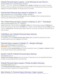 Organic Search Results of Law Firms
